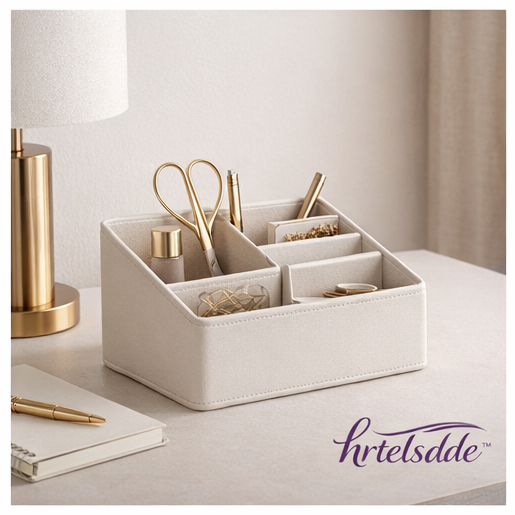 hrtelsdde™ Minimalist Faux Leather Desk Storage Organizer | Modern Home & Living Desktop Vanity Decor