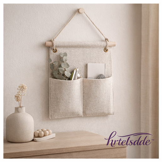 hrtelsdde™ Handwoven Linen Wall Hanging Storage Pouch | Boho Minimalist Home & Living Organizer
