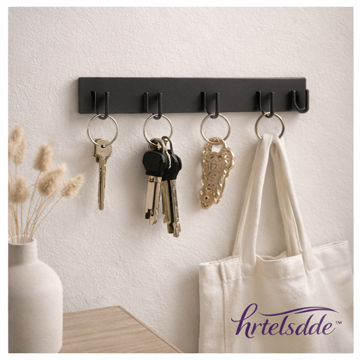 hrtelsdde™ Minimal Black Metal Key Holder Wall Mount | Modern Entryway Home & Living