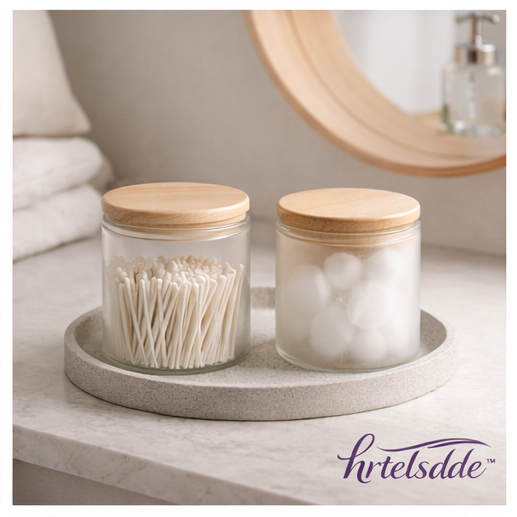 hrtelsdde™ Frosted Glass Bathroom Canister Set | High-End Home Living Vanity Organizer