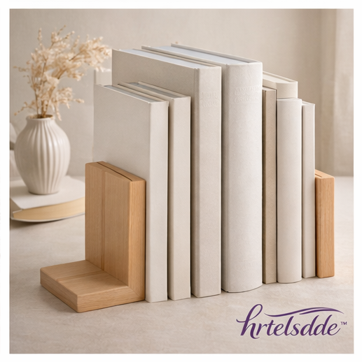 hrtelsdde™ Solid Wood Minimalist Bookends | Home Office Living Room Shelf Decor