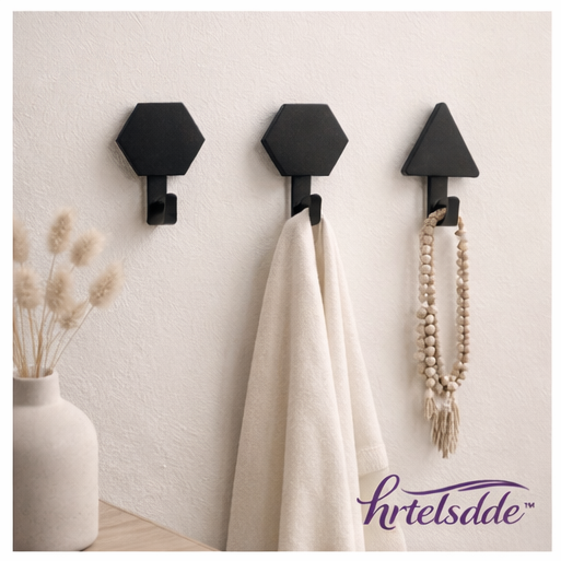 hrtelsdde™ Matte Black Geometric Wall Hooks | Modern Home Living Decorative Hangers